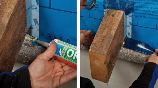 14. Stick the membrane at the bottom of the rafter